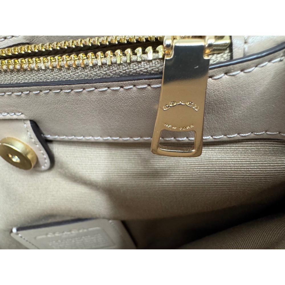 Coach C8152 Signature Canvas Mollie Tote 25 Khaki Chalk‎ Gold Chain Shoulder Bag - Picture 14 of 16